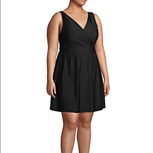 Lands' End Plus Regular Surplice Tummy Control one piece swimsuit black Various - Picture 5 of 15